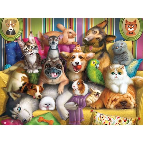 Rompecabezas de 500 piezas para adultos de Bits and Pieces – Mascotas lindas, animales coloridos, perros y gatos, tamaño terminado: 18" x 24" miniatura 2