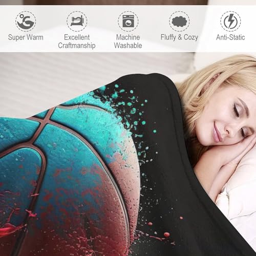 Couverture polaire basket-ball 180x200cm en flannel plaid de canape chaud - 5