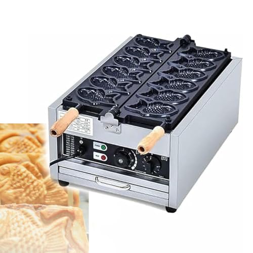 ZenHailure Máquina Eléctrica De Taiyaki 3000w con Revestimiento Antiadherente,Gofrera En Forma De Pez con Temperatura Ajustable 50-300℃,Ideal para Hogar Y Bocadillos