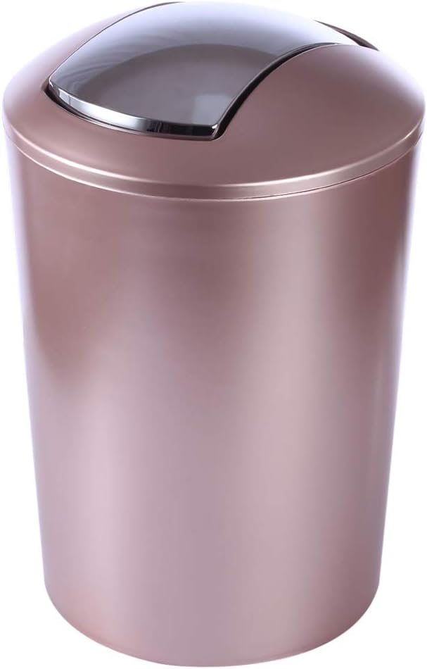HMANE 6.5L Swing Lid Trash Can,Wastebasket Dustbin Garbage Bin with Swing Top - (Rose Gold)