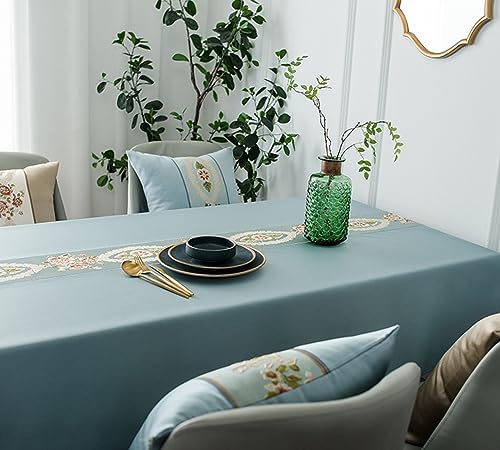 Nappe en polyester de haute qualité brodée bleu gris 110cm