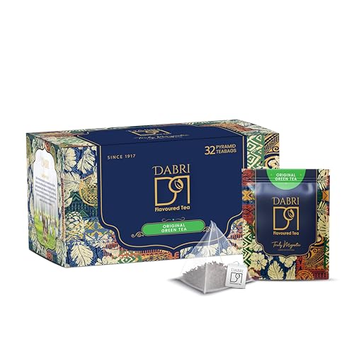 Image of Dabri Detox Green Tea 32 Pyramid Dip Tea Bags | Fresh Natural flavoured green tea for good health | Rich with Anti-Oxidants | Immunity Booster, Improves Metabolism & Used to Reduces Waist (32 bags)