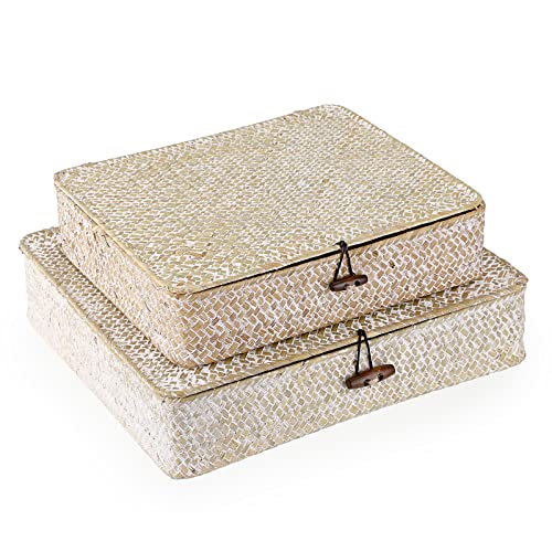 SUMNACON 2PCS Rattankorb aus Natürliche Seegras mit Deckel...