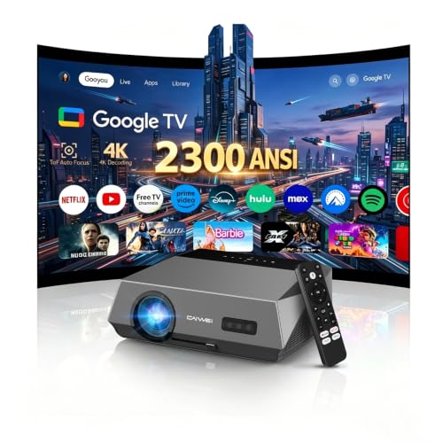 Google TV Daytime Projector 4K 2300ANSI for Bright Room Outdoor Movie Night