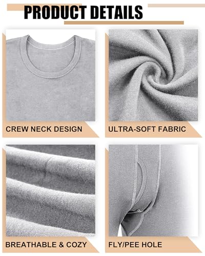 Taiyin 3 Sets Thermal Underwear for Men Cotton Thermals Top and Bottom Set Base Layer for Cold Winter3