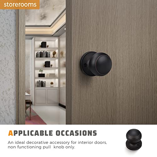 Knobwell 10 Pack Oil Rubbed Bronze Dummy Door Knob Single Side Closet Door Knob Set, Interior Door Knobs, Easy Installation #TOP2