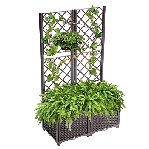 Hochbeet Mit Rankgitter - 2 Pflanzgefäße Rattan Optik 80x40x136cm