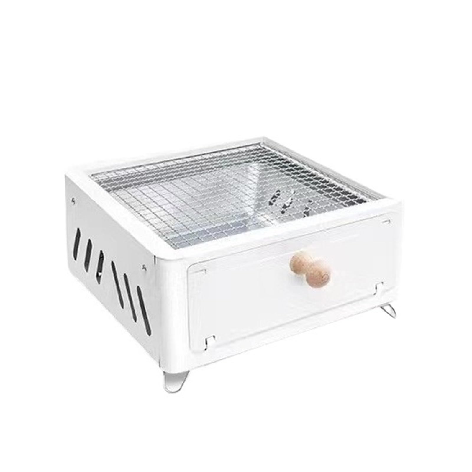 Barbecue de cour pliable blanc avec support portable pour camping et plein air