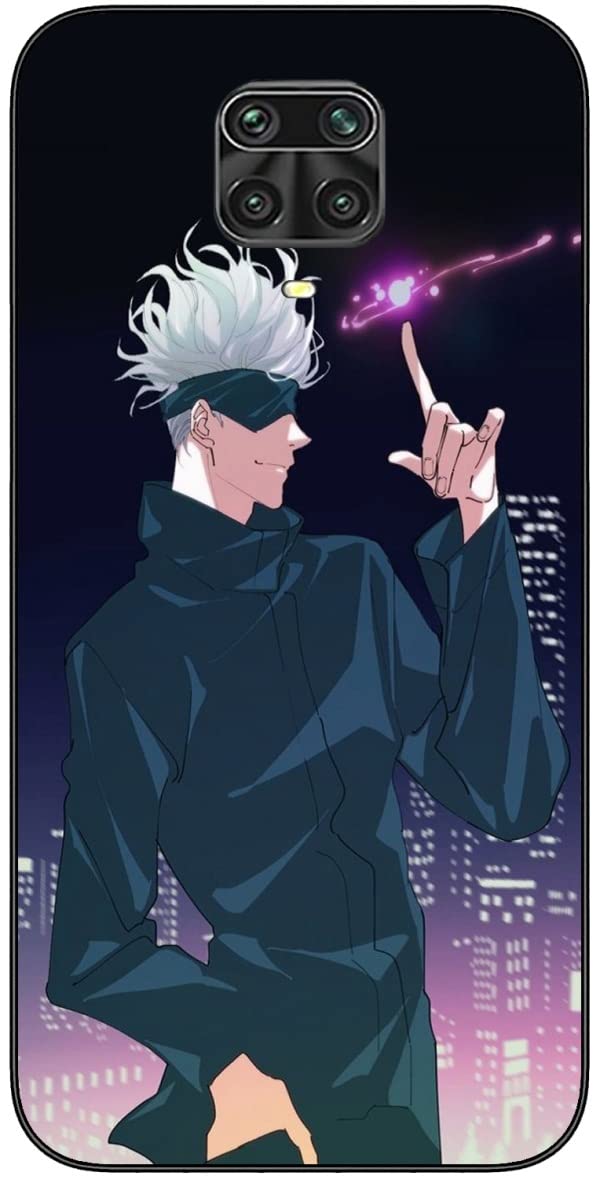 Compatible with Redmi Note 9S | Note9 Pro jujutsu Gojo Anime kaisen Satoru 972 Case Slim Thin Flexible TPU Gel Rubber Soft Silicone Phone Black Case