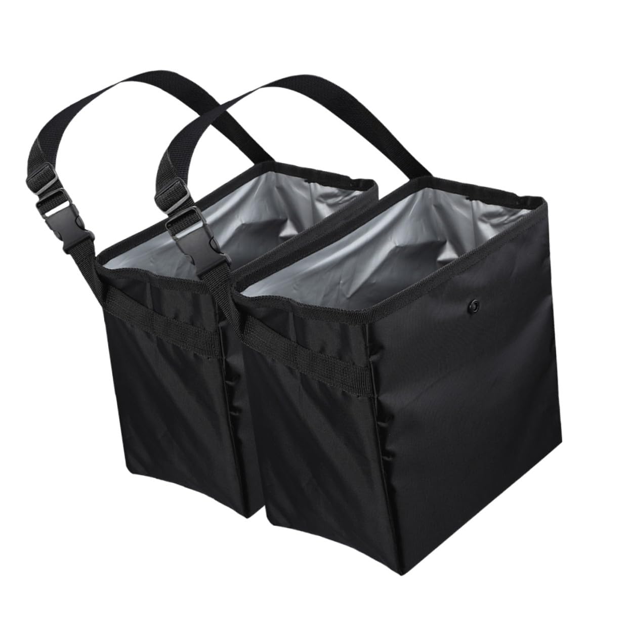 2 Stück Auto Abfalleimer 8, 5l aus Nylon und Pvc Schwarz | Tragbarer Organizer für Werkzeug und Spielzeug, Auslaufsicherer Behälter, für Reise und Camping