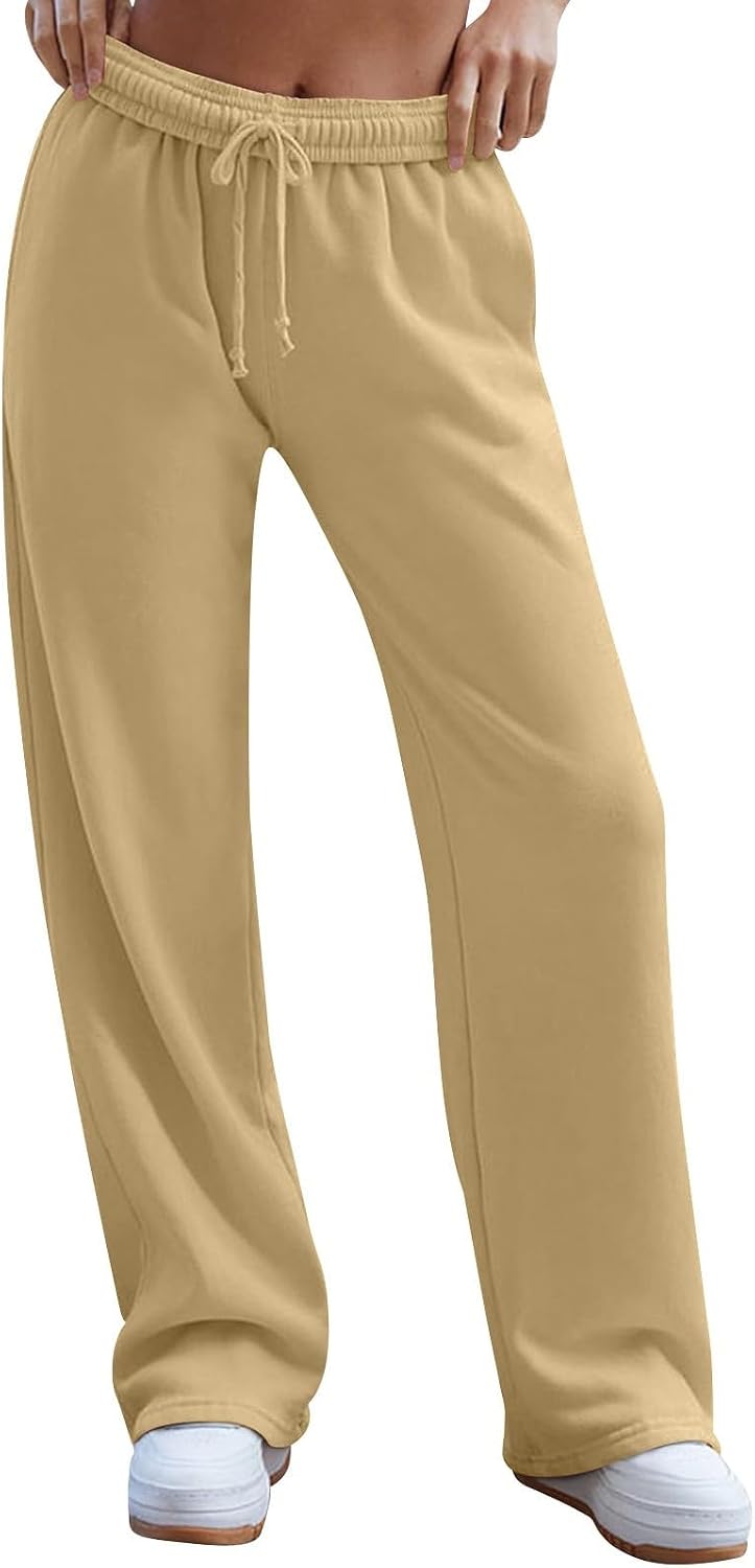 FQZWONG Women's Y2K Wide Leg Sweatpants High Elastic Waist Baggy Pants Casual Drawstring Athletic Joggers with Pockets