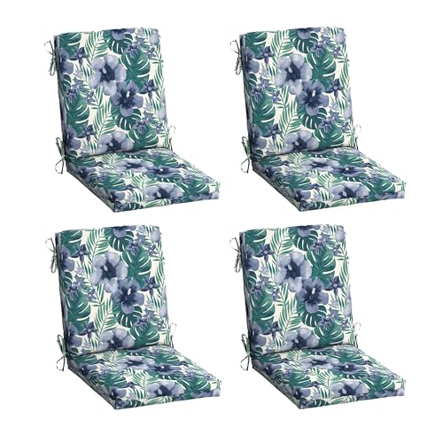 Arden 4-Pack Outdoor Patio Dining Chair Cushion, 20x44, Rain-Proof Seat Pad, Fade-Resistant Outdoor...
