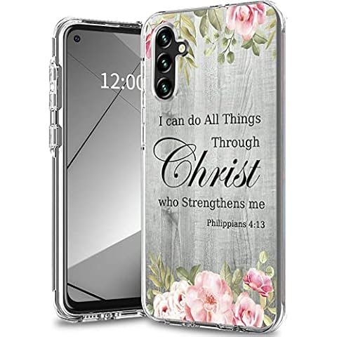 Rossy for Samsung A14 5G Case Galaxy A14 5G Clear Case with Bible Verse Philippians 4-13 Pattern for Women Men Dual Layer Hybrid Soft TPU Hard PC Shockproof Phone Case for Samsung Galaxy A14 5G 6.6" Cover