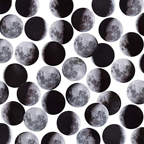 OIIKI 225pcs Cool Moon Scrapbook Stickers, Moon Phase Scrapbook Decals Small Size Moon Planet Style DIY Decoration Decals for Laptop, Office Computer, Sealing, Scrapbook, Journal, Planners(Moon)