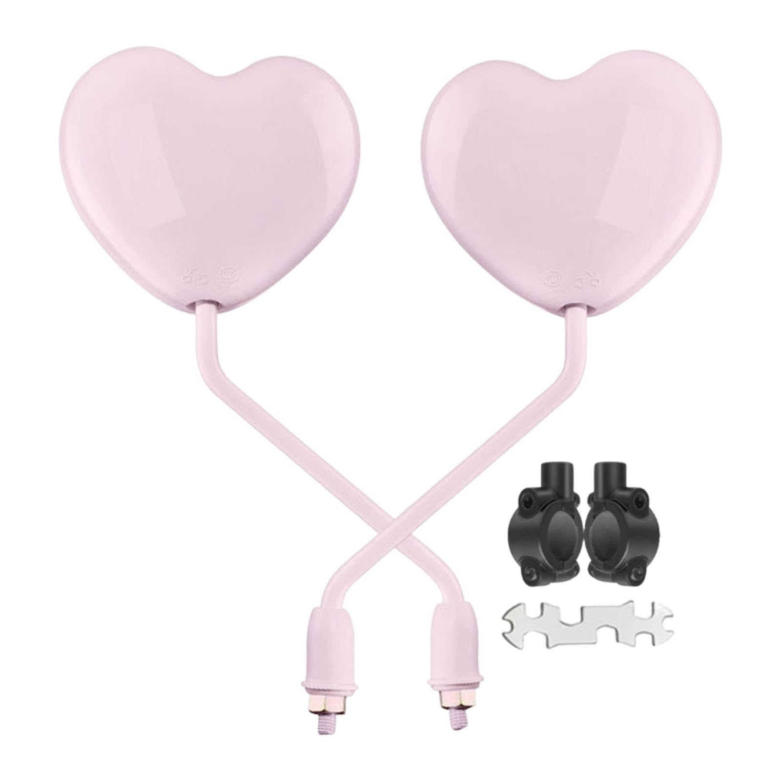 Coppia di Specchietti Retrovisori Universali per a Forma di Cuore Materiale Leggero Angoli Regolabili Adatti per Motocicli Biciclette, Rosa