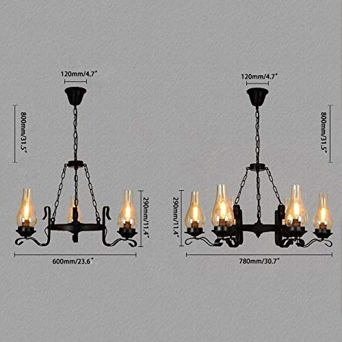 Lustre antique noir haut de gamme avec diffuseurs en verre cheminée - 7