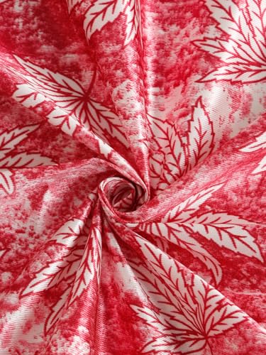 Image of Home Sizzler 2 Pieces Leaf Mist Grommet Eyelet Polyester Window Curtains - 5 Feet, Cherry Red
