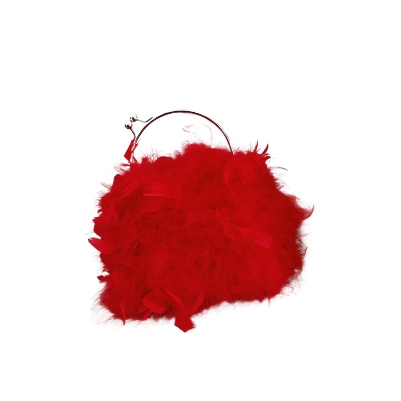 MZPOZB Feather Bag Soft Feather Ring Evening Handbag Women Fashion Shoulder Chain Bag Small Purse And Handbags Pink Red Female Feather Evening Clutch Handbag(Red)