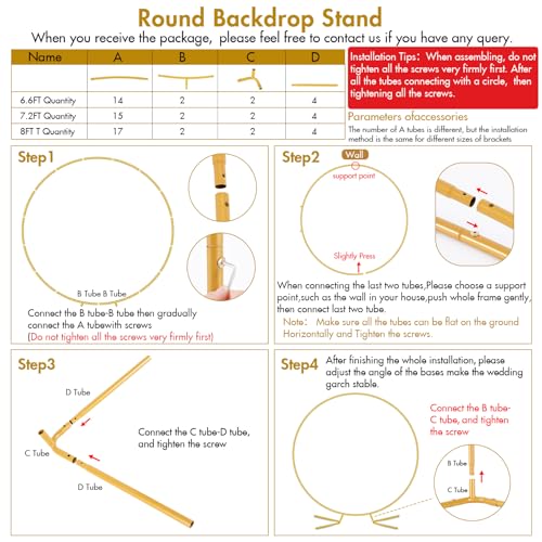 Image of Nisoger 7.2FT Round Backdrop Stand, Circle Gold Balloon Wedding Arch Frame | Metal Wedding Backdrop With Storage Bag For Valentines Day Parties, Baby Shower, Ceremony and Graduation Decorations