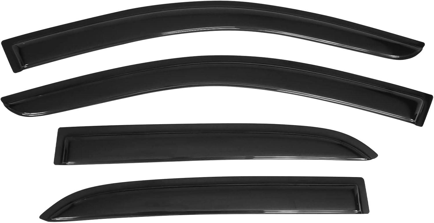 IKON MOTORSPORTS, Window Visor Compatible With 2003-2007 Honda Accord, Slim Style Acrylic Smoke Tinted & Semi-Transparent 4PCS Sun Rain Shade Guard Wind Vent Air Deflector, 2004 2005 2006
