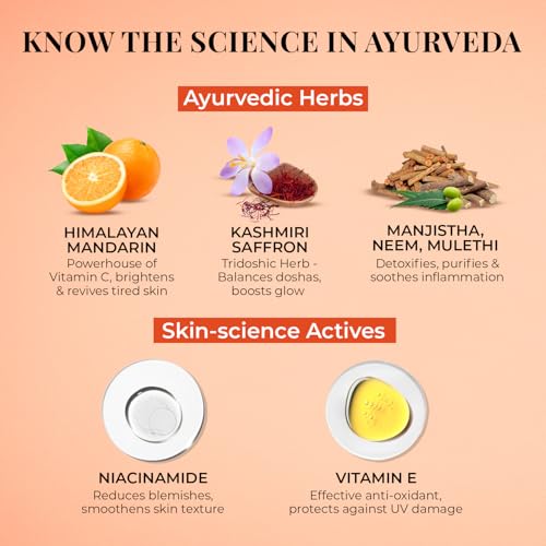 Image of Just Herbs Radiant Glow Face Wash | Deeply Cleanses & Brightens Skin | Instant Glow from First Wash | Mandarin, Saffron, Vitamin C, Niacinamide | Dermatologically Tested - 100ml