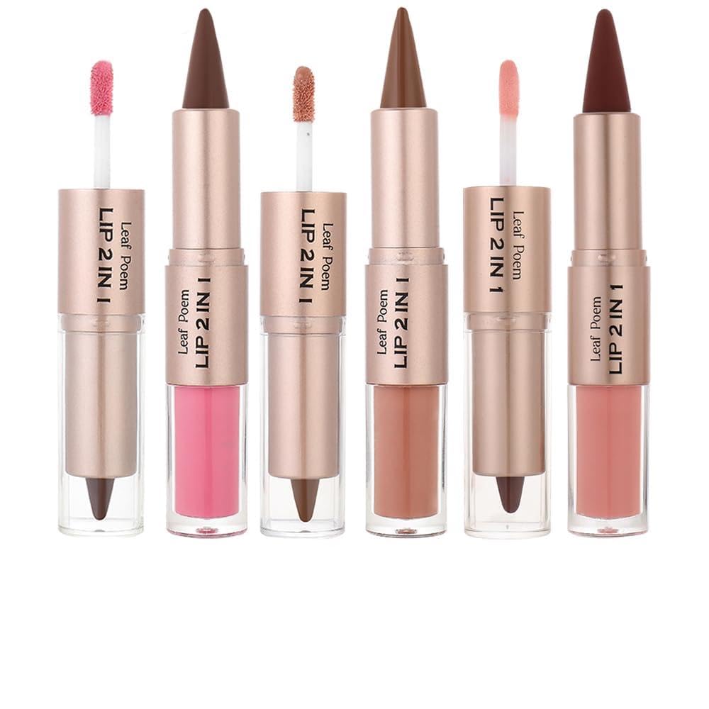 3 Pcs Lip Liner and Gloss Set, 2 in 1 Ombre Lipstick Kit, #3 6 12 #3,6,12