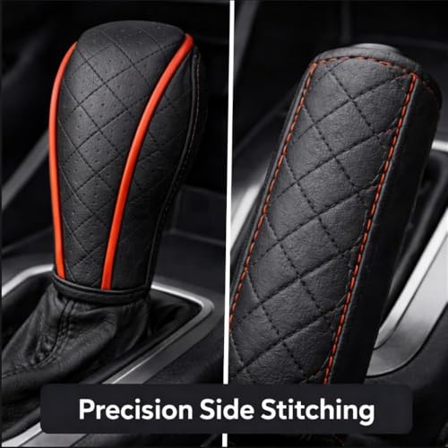Image of YOURKARTS.COM Car Gear Knob Cover & Handbrake Cover Set - Premium Material, Stylish Gear Handle & Brake Non Slip Waterproof Gear Shift Protector Universal Fit for car | Car Interior Accessory