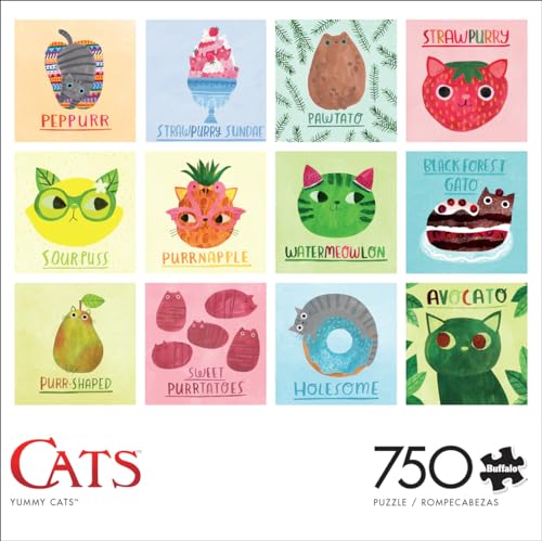 Buffalo Games - Yummy Cats - Quebra-cabeça desafiador de 750 peças para adultos perfeito para noites
