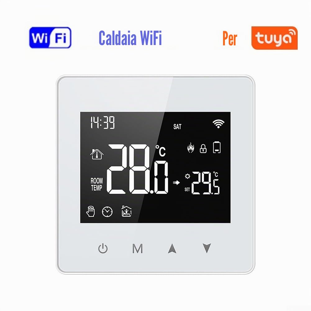 per Tuya Smart Home Wifi Termostato,- Termostato WiFi per caldaia a gas, Termostato Termostato Intelligente Programmabile controllo remoto tramite app Compatibile con Alexa e Home, controllo vocale