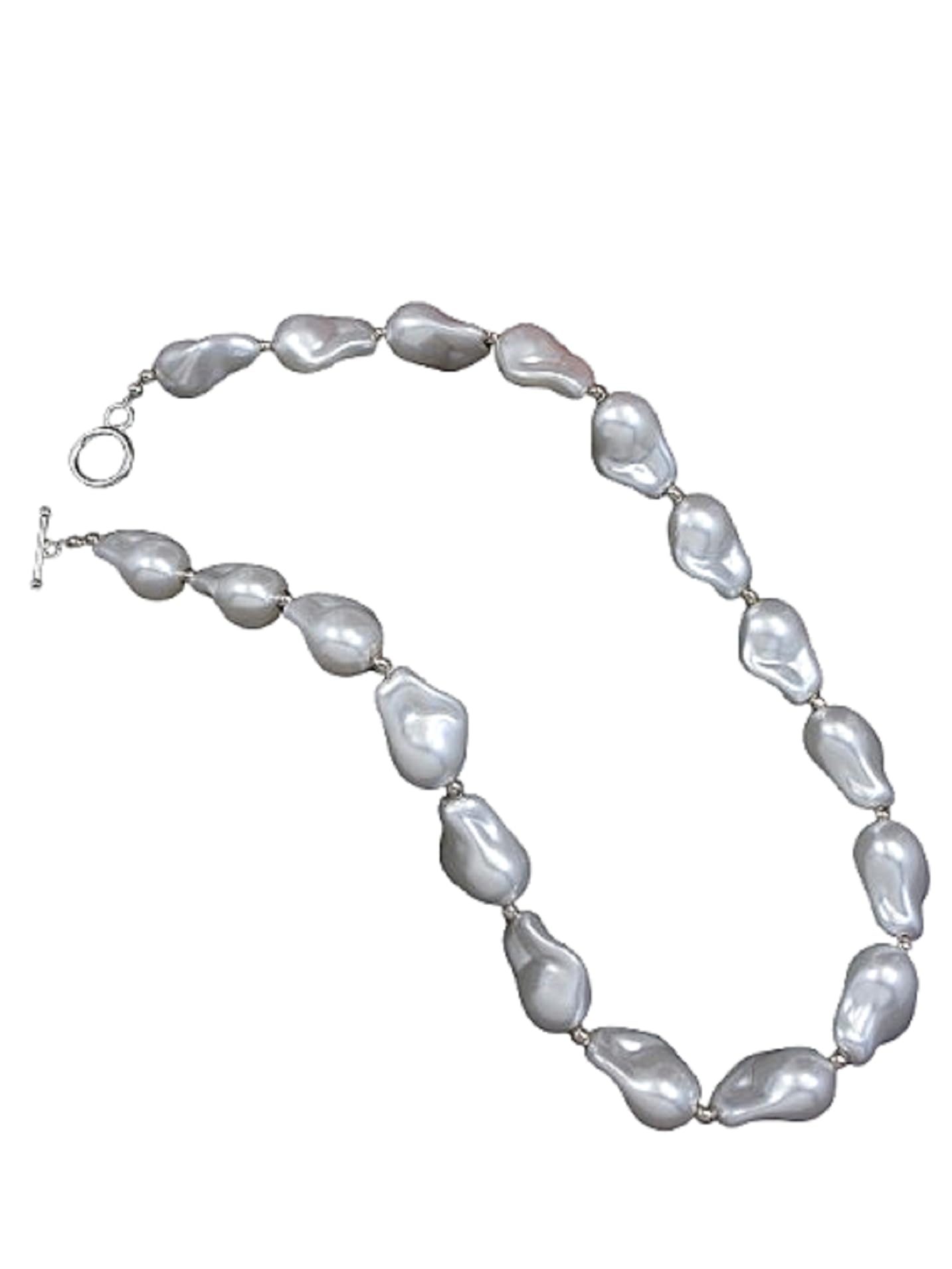 Irregular Baroque Pearl Necklace Chain with OT Buckle For Women And Girls-image-32