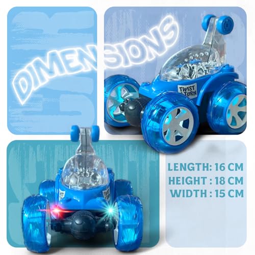 Image of SMART BOY 360-Degree Rotational High Speed 5 Way Remote Controlled Stunt Car Toy Vehicle with 3D Lightning and Musical for Boys Girls Kids - Rechargeable with USB Charging Cable (9802 - Blue)