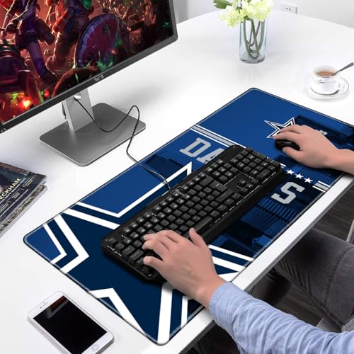 Tapis de souris de jeu grand format 80x35 cm bleu motif ville pour bureau