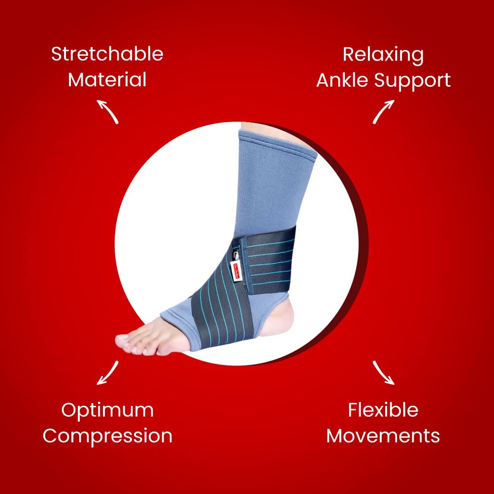 Dr.Ortho Ankle Brace/Band with Elastic Strap for Ankle Pain Relief | Ankle Binder/ support | Stretchable Ankle Wrap for Sports | Adjustable Universal Size 4 51MX32CmYSL. SL1003