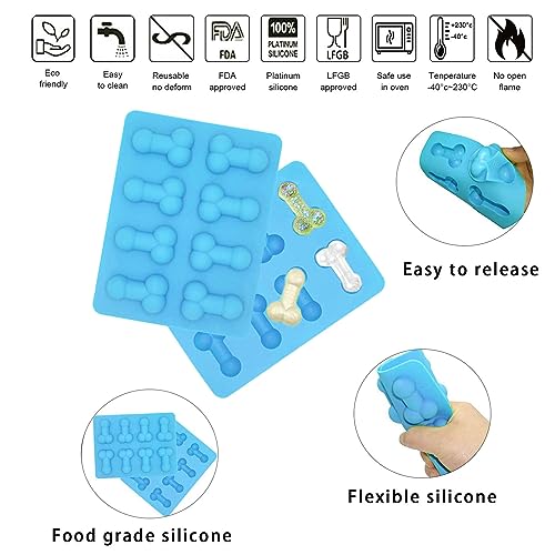 Molde para Cubos de Hielo de Silicona 2 Piezas Azul miniatura 3