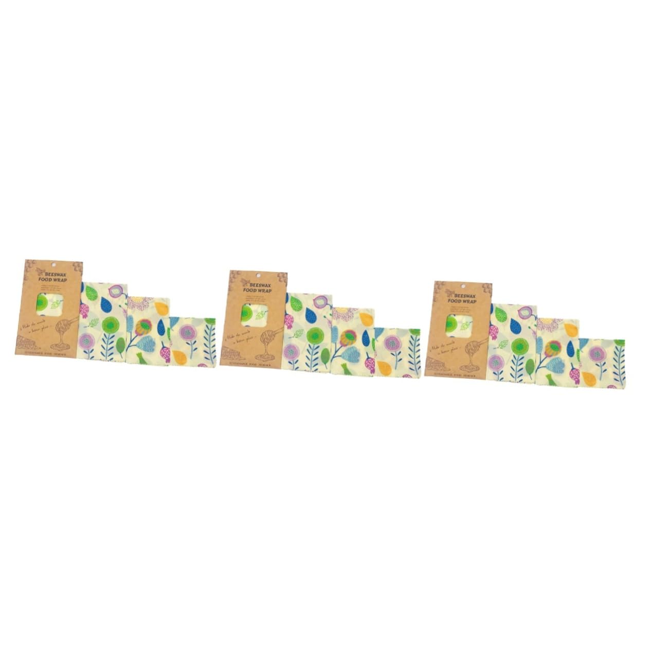 Alipis 3 Set Di Pellicole in Cera Dapi Per Alimenti Tessuti Di Cotone Biologico Riutilizzabili Set Di Pellicole Per La Conservazione Degli Alimenti Robusti Design Assortiti 3 Pezzi*3