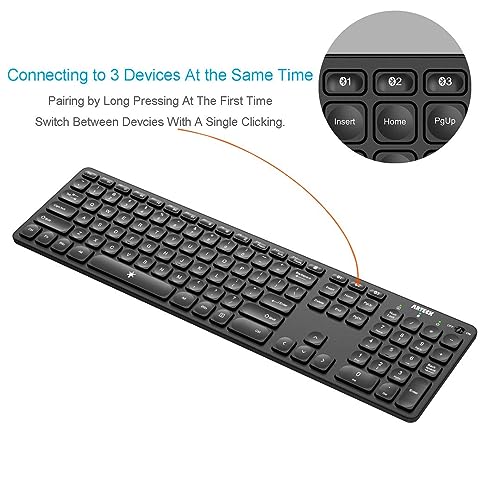 Arteck HB305-3B Universal Backlit 7-Colors & Adjustable Brightness Multi-Device Full Size Wireless Bluetooth Keyboard thumb #1