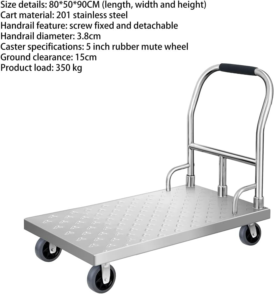 Carrito Plataforma Plegable Acero Inoxidable 80×50×90cm miniatura 2