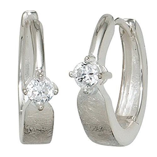 Jobo Damen-Creolen aus 925 Sterling Silber eismatt mit Zirkonia