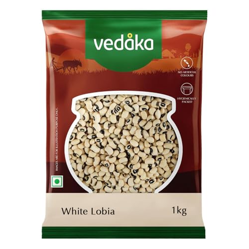 Amazon Brand - Vedaka Unpolished White Lobia | 1 Kg | Easy to Coo...