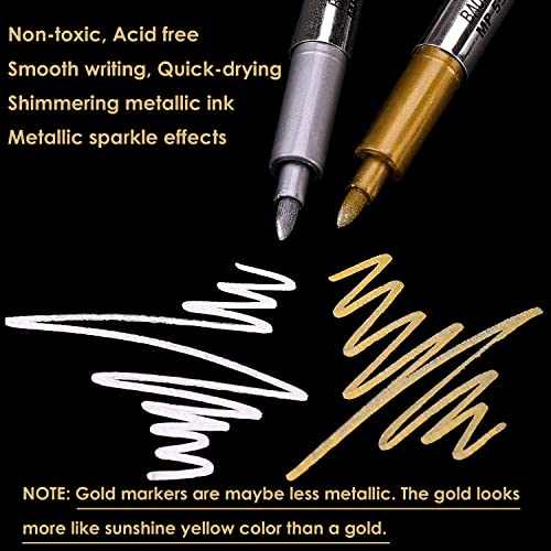 Dyvicl Premium Metallic Markers Pens - Silver And Gold Paint Pens For Black Paper, Glass, Rock Painting, Halloween Pumpkin, Card Making, Scrapbook Album, Christmas Diy Art Craft Kids, Set Of 4 #TOP1