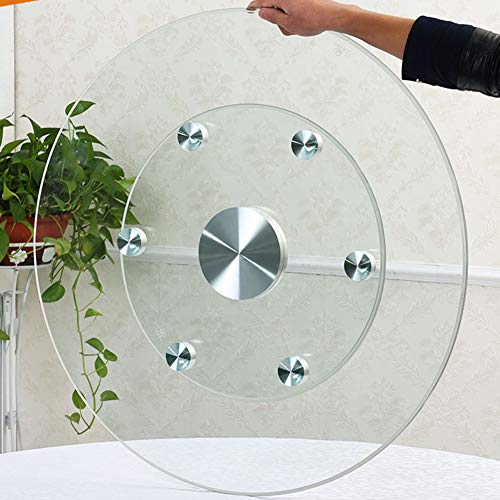 Round Turntable Tray Tempered Glass Lazy Susan Rotating Serving Plate for Dining Table Silent Bearing Ø60cm/24inch