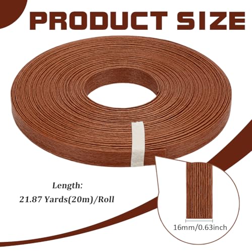 MAYJOYDIY 20m×16mm Paper Rattan Weaving Cane Ribbon 12-Ply Paper Rattan Weave Basket Weaving Supplies Paper Woven Twine for DIY Art Craft Home Decor Flower Bouquets,Camel Color - Image 2