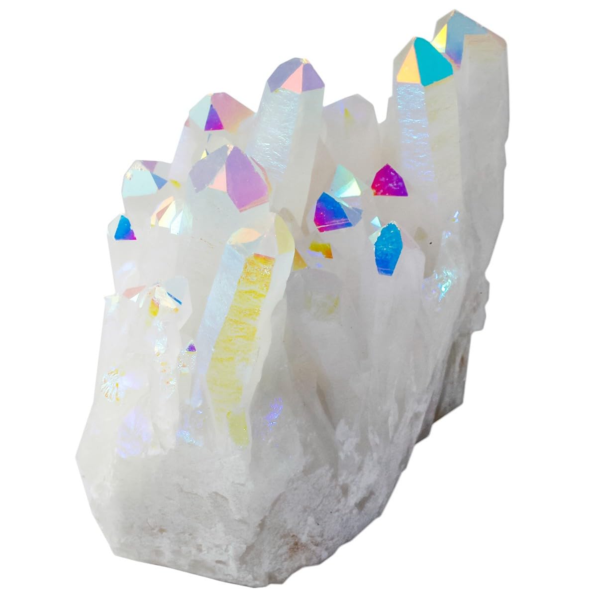 KYEYGWO Rock Crystal Cluster Quartz Stone,Titanium Coated Natural Drusy Crystal Geode Raw Stone Mineral Rough Gemstone Reiki Feng Shui Stone Decor - Image 2