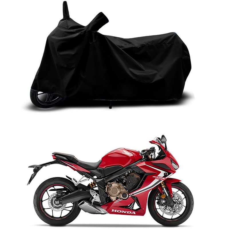 Image of 100% Scratchproof /UV-Rays /Heat Protection /Birds Dropping /Water Resistant /Dust Proof /Waterproof /Full Bike Scooty Two Wheeler Body Cover Compatible for Honda CB650R All Varients[Black]