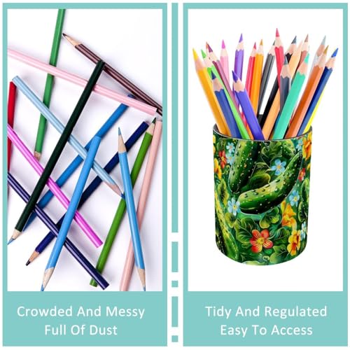 Pot à crayons fleurs et concombres idéal pour bureau et école - 7