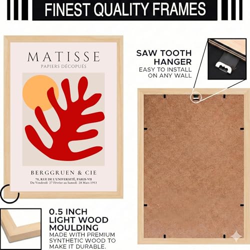 Image of BLINKART Henri Matis Aesthetic Modern Art Walls With Frame | Natural Wood Texture | Living Room Bedroom Office Wall Decoration | Poster Home Decor Frames Wall Bedroom | 12x8 Inches (D237)