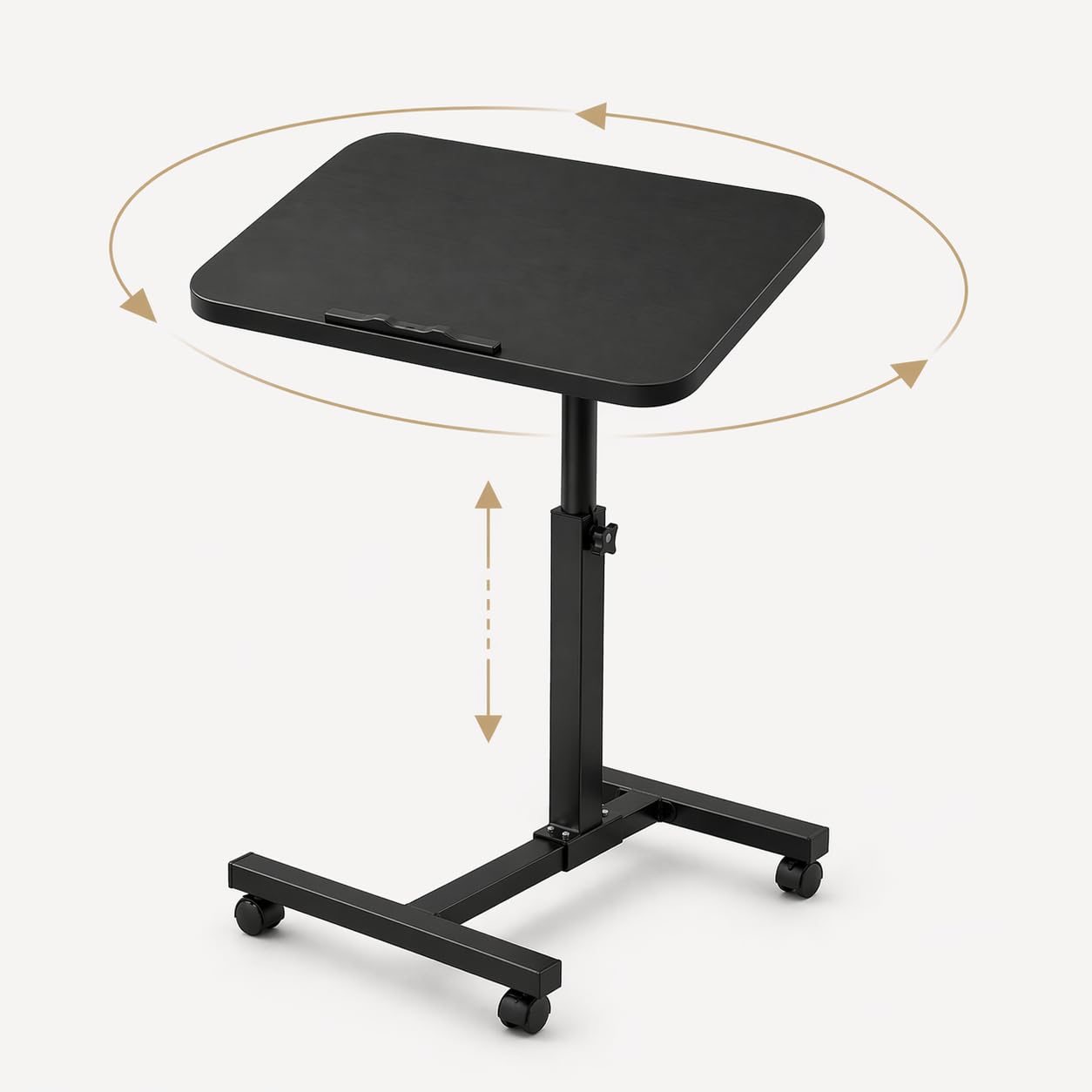 Generico Tavolino Laptop Regolabile con Ruote, Tavolo PC per Divano e Letto, Altezza Regolabile 59–89 cm, Tavolino Porta Notebook Girevole 360°, Scrivania Salvaspazio per Casa Ufficio
