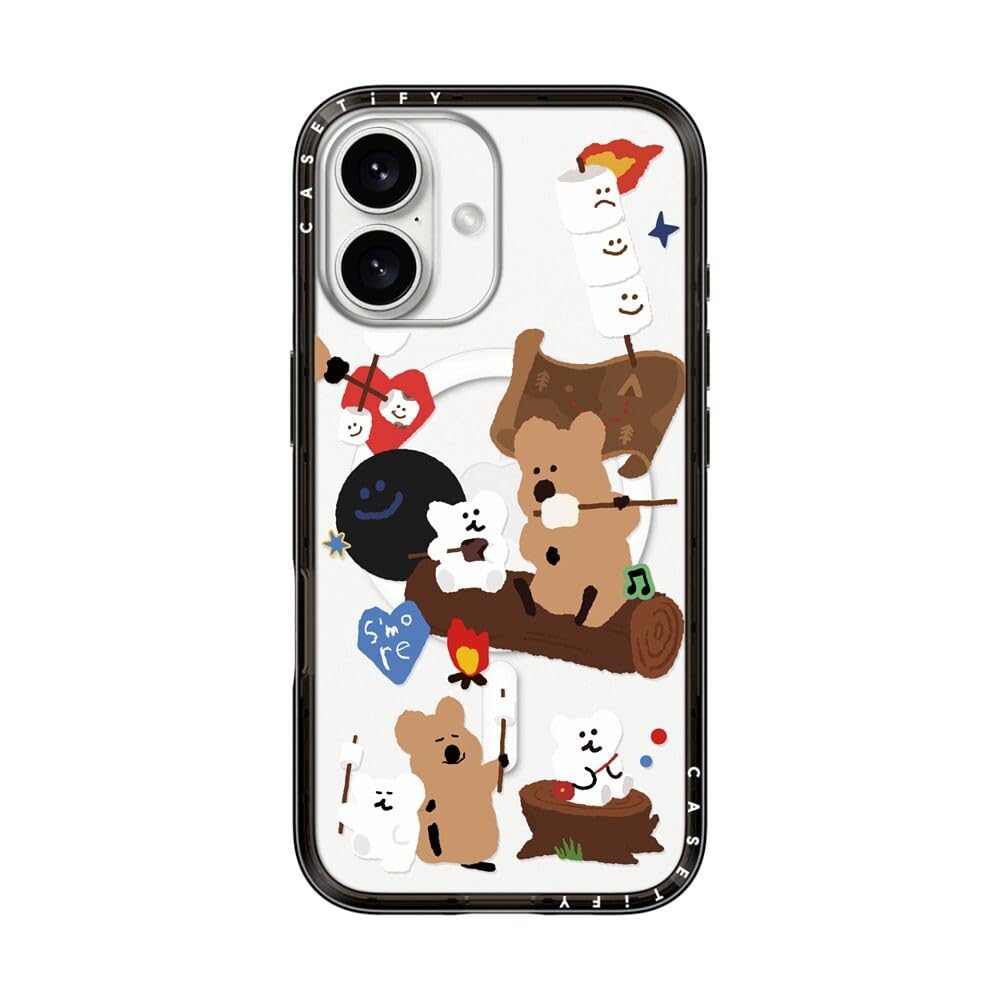CASETiFY コンパクト iPhone 16 ケース [MagSafe対応/薄型 軽量/耐衝撃] - S'more ! - ブラック