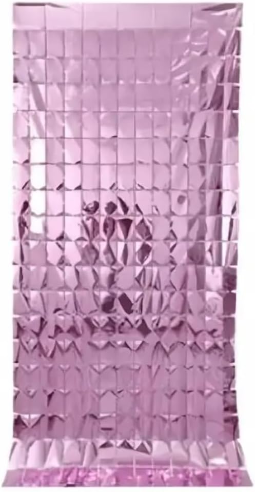 KIT 2 Cortina Metalizada 2x1m para Festa Painel Decorativo Quadrado para Aniversário, Casamento, Balada, Fundo para Fotos (ROSA CLARO)
