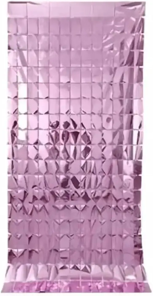 KIT 2 Cortina Metalizada 2x1m para Festa Painel Decorativo Quadrado para Aniversário, Casamento, Balada, Fundo para Fotos (ROSA CLARO)